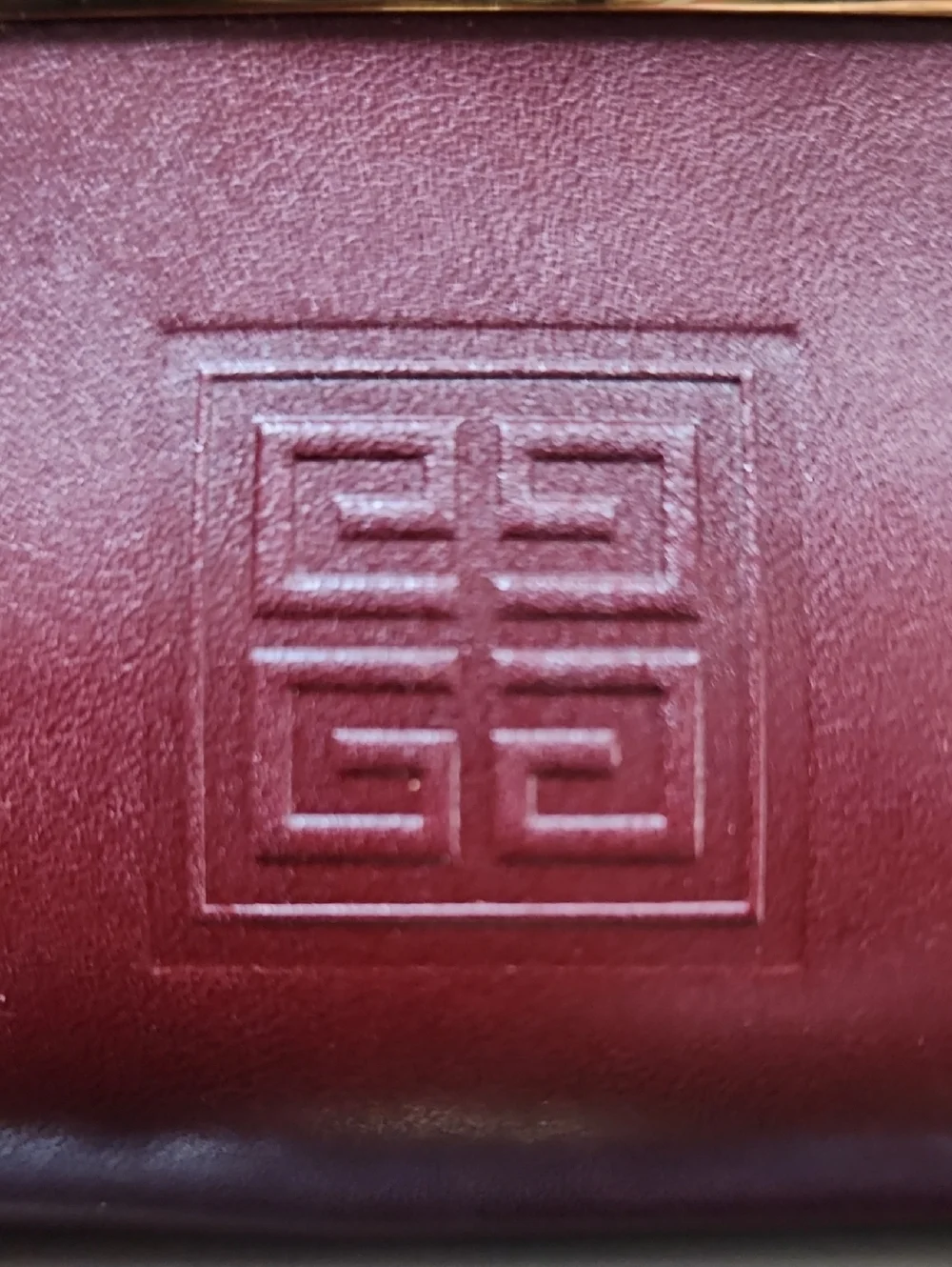 Givenchy Women's Burgundy Leather Frame Kiss Clasp Bag